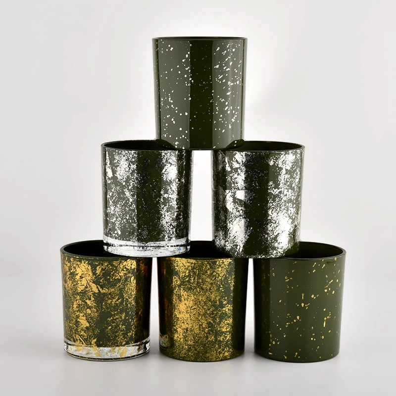 Custom wholesale Luxury gold green glass Empty Candle Jar Candle Vessel Custom wholesale Luxury gold green glass Empty Candle Jar Candle Vessel