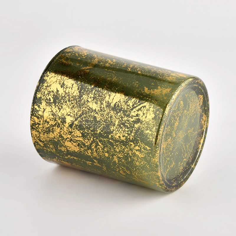 Custom wholesale Luxury gold green glass Empty Candle Jar Candle Vessel Custom wholesale Luxury gold green glass Empty Candle Jar Candle Vessel