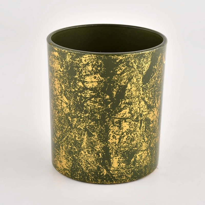 Wholesale home gold green glass candles container matte candle vessels for decorative Wholesale home gold green glass candles container matte candle vessels for decorative