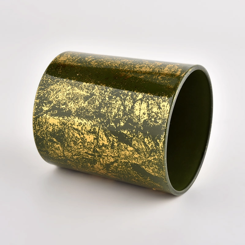 Wholesale home gold green glass candles container matte candle vessels for decorative Wholesale home gold green glass candles container matte candle vessels for decorative