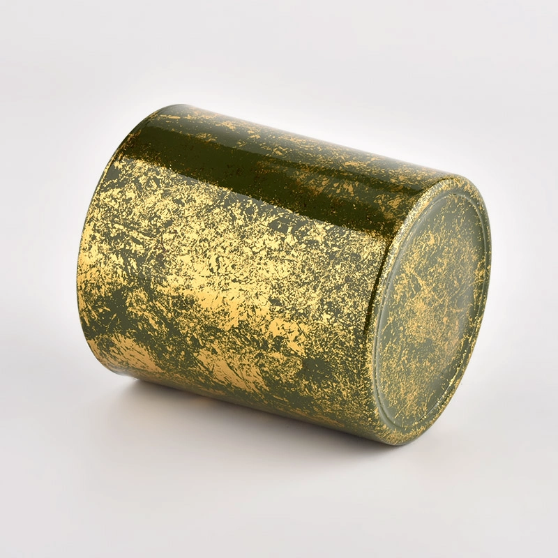 Wholesale home gold green glass candles container matte candle vessels for decorative Wholesale home gold green glass candles container matte candle vessels for decorative
