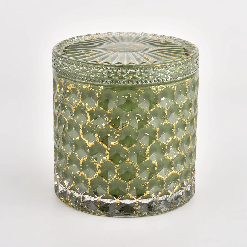 Home green with lids glass candleholders custom empty candle vessels Home green with lids glass candleholders custom empty candle vessels