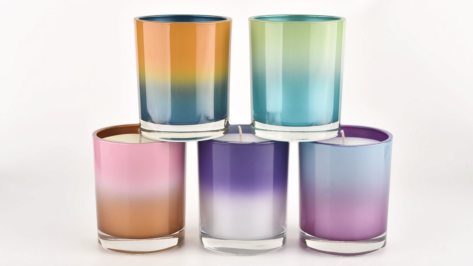2oz-20oz customized gradient glass candle jars home decor wedding for supplier 
