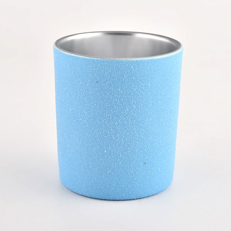 Luxury 10oz frosted red glass candle jars and candle holders