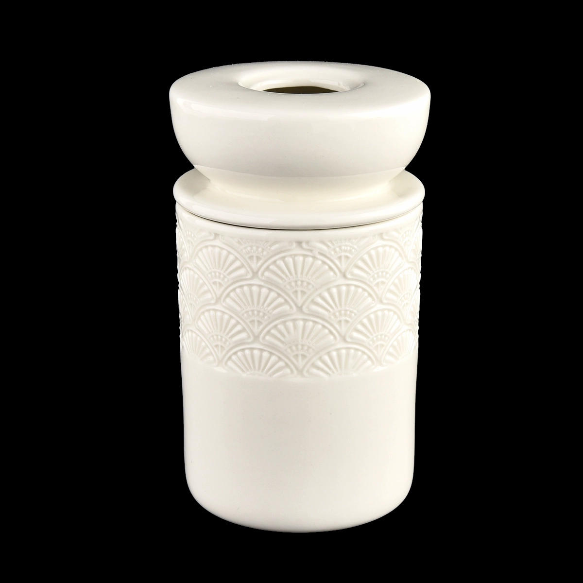 wholesale elegant 10oz white ceramic candle holders with lid