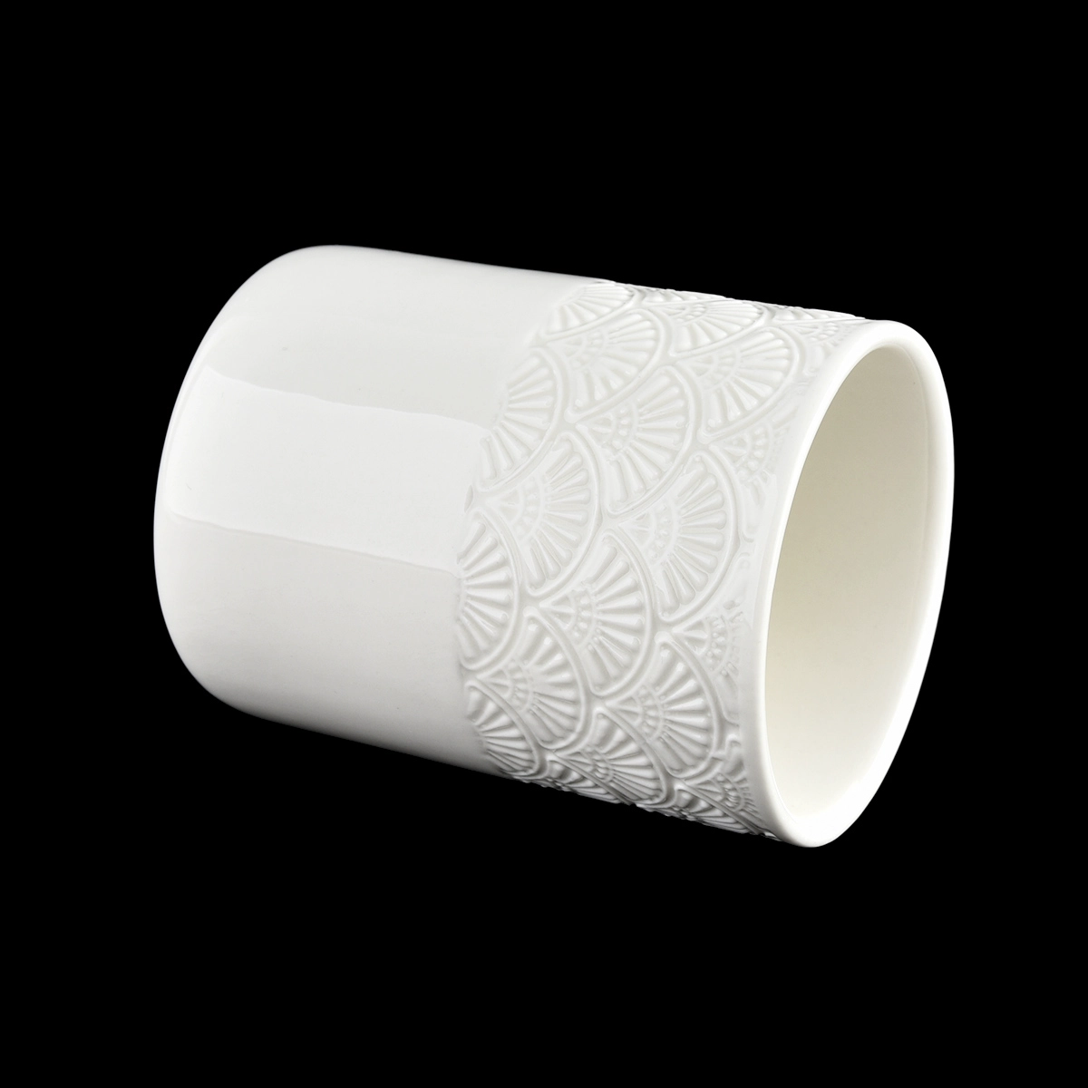 wholesale elegant 10oz white ceramic candle holders with lid