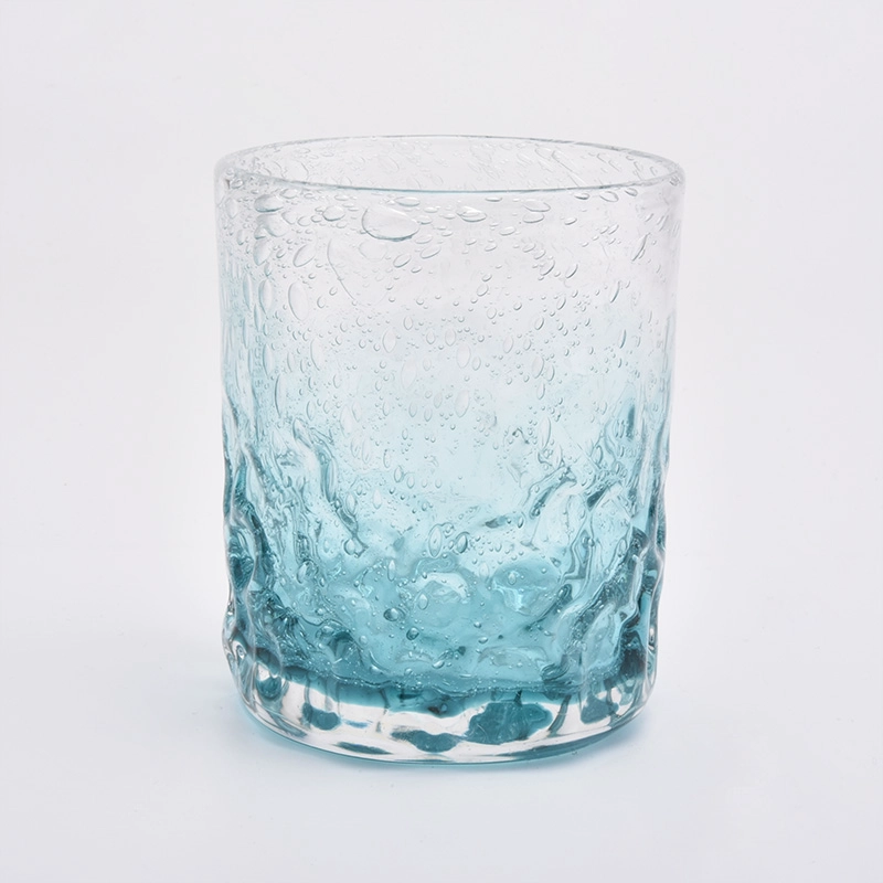 blue glass candle jar handmade glass candle jar with home decor