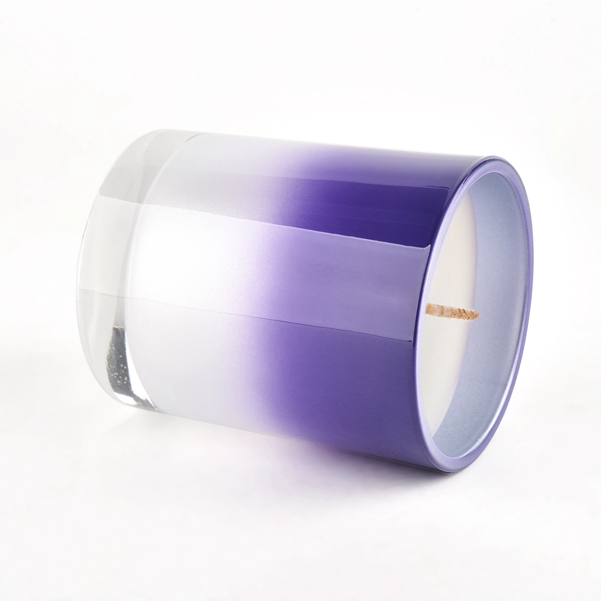 white and purple gradient glass candle vessels