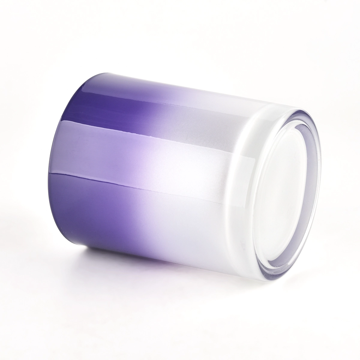 white and purple gradient glass candle vessels