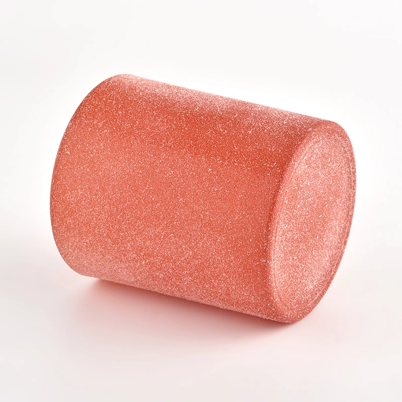 Wholesale Unique Round Bottom Luxury Orange Frosted Glass Candle Jars