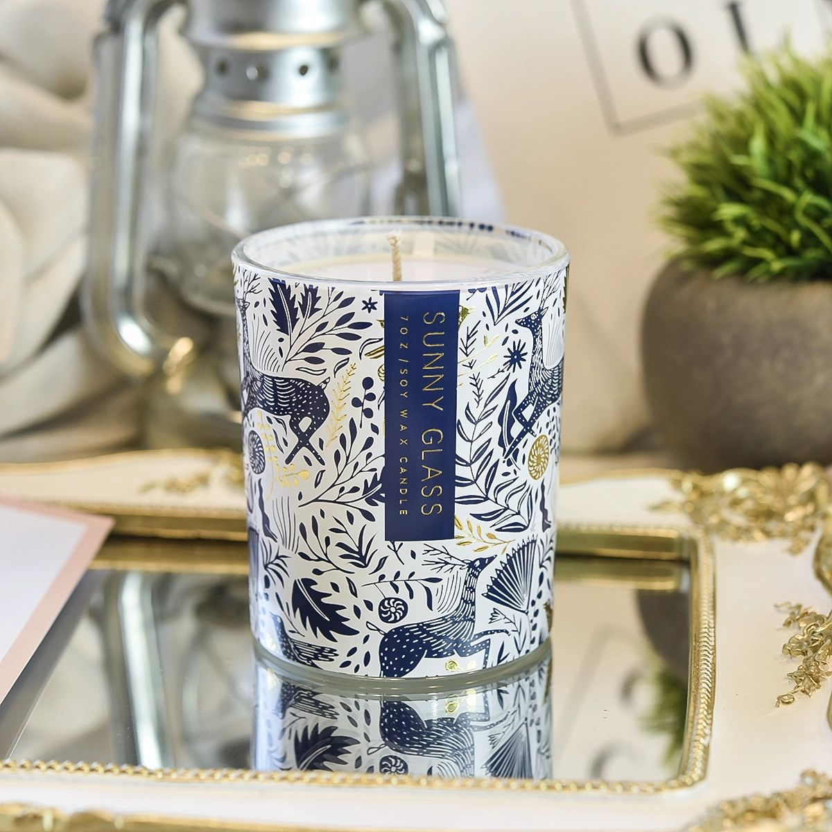 Luxury animal design glass scented soy candle jars wholesale