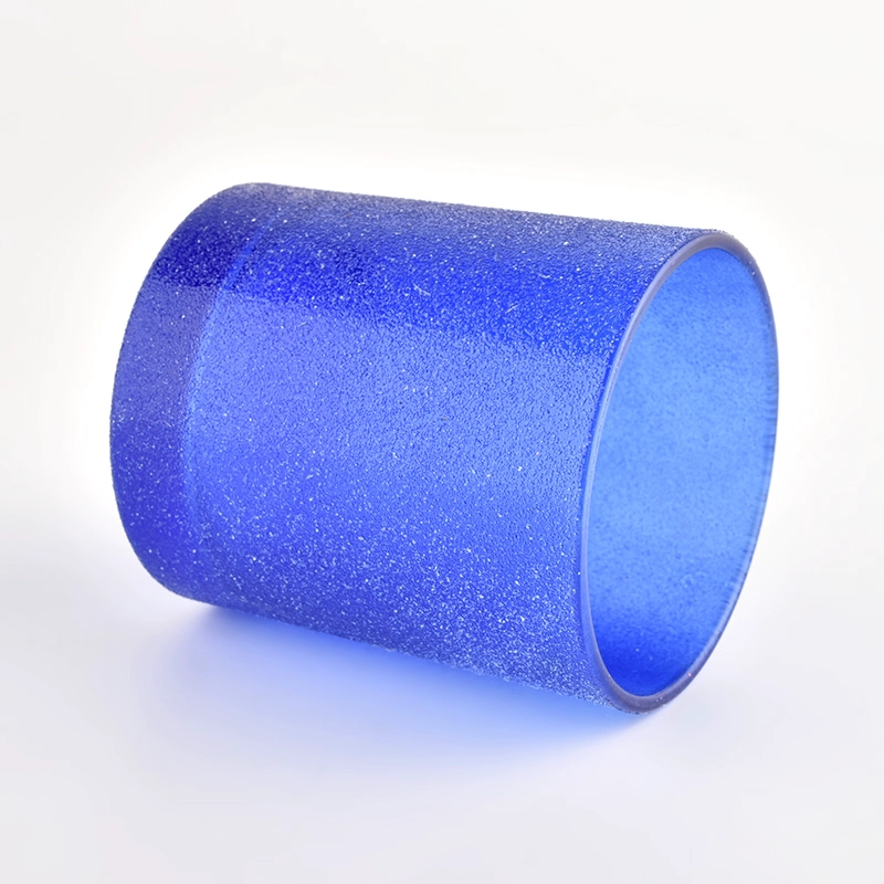Borong Mewah Mewah Pemegang Lilin Biru Kosong Balang Lilin Kaca
