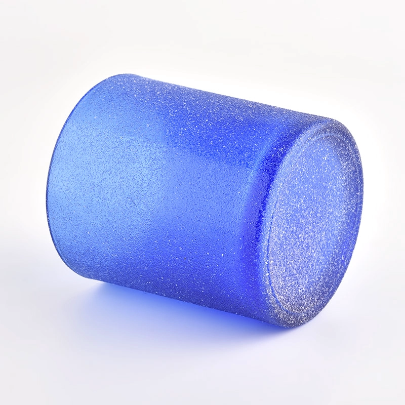 Borong Mewah Mewah Pemegang Lilin Biru Kosong Balang Lilin Kaca