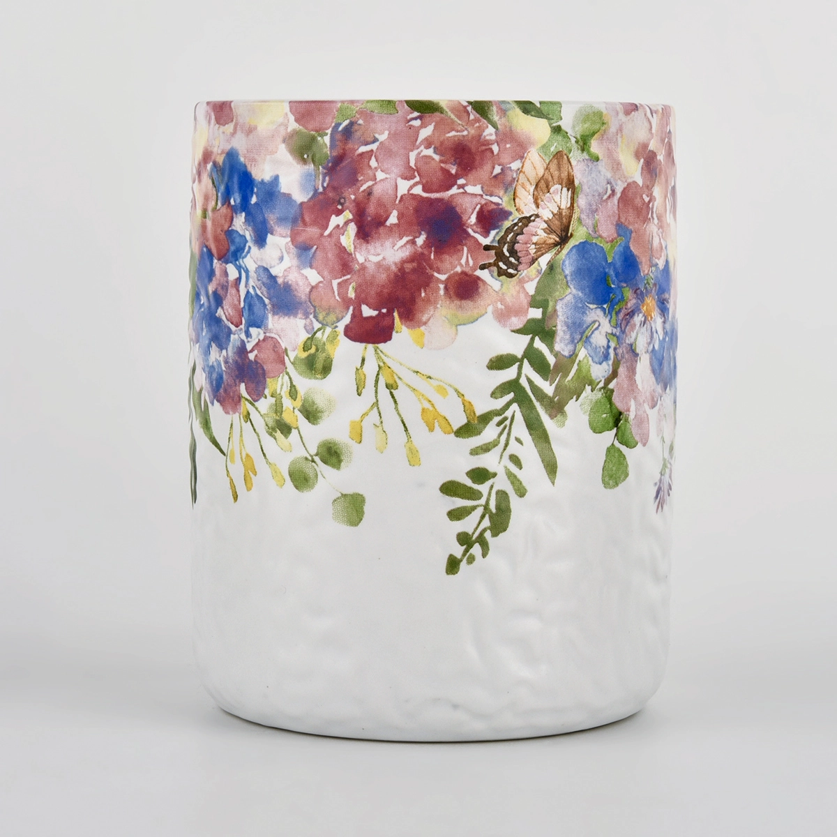 beautiful decorative ceramic jar white vessel with colorful paint