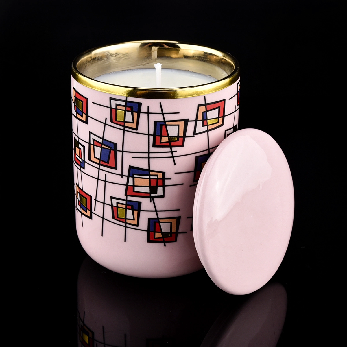 luxury pink ceramic artwork candle jar with lid luxury pink ceramic artwork candle jar with lid