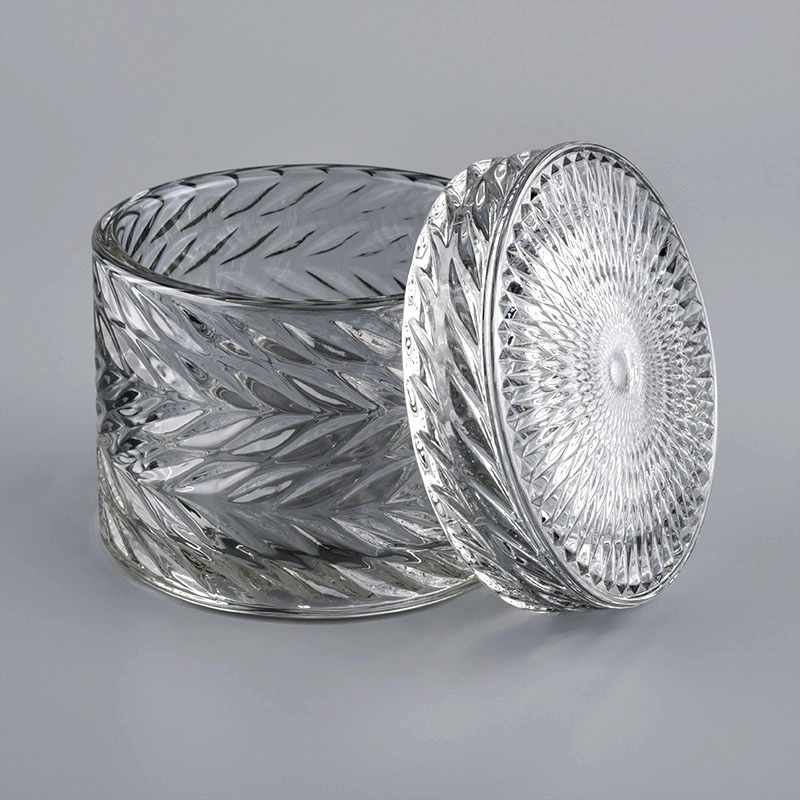 elegant leaf design glass candle jar with lid elegant leaf design glass candle jar with lid