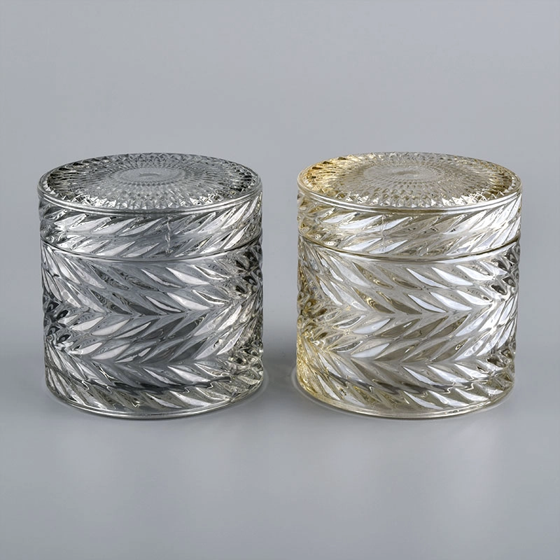 elegant leaf design glass candle jar with lid elegant leaf design glass candle jar with lid