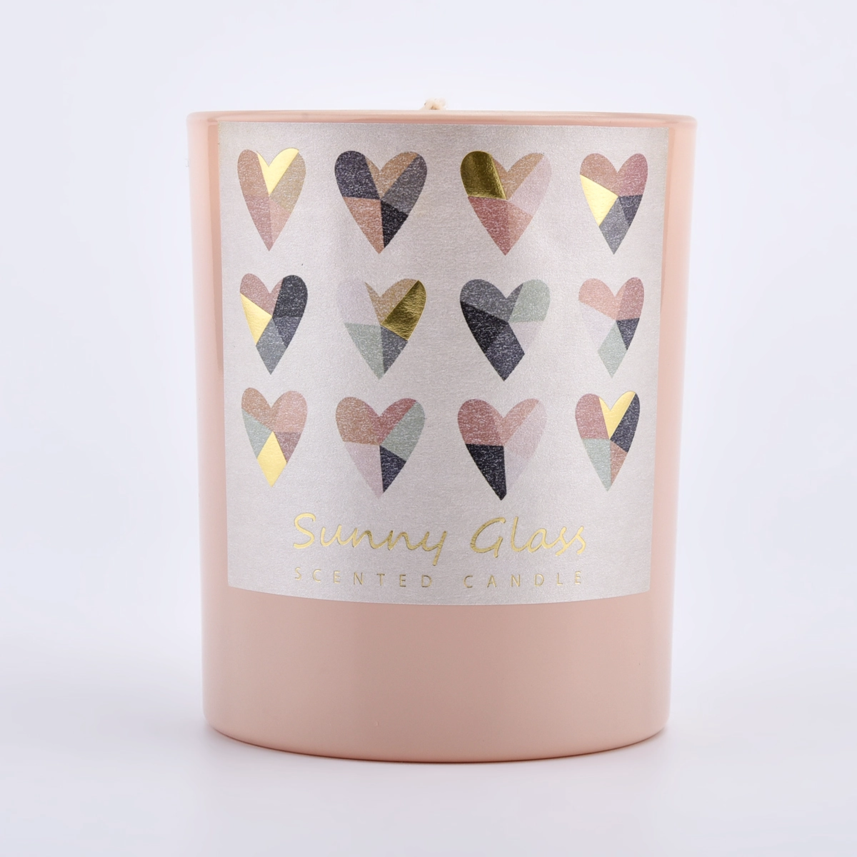 Luxury solid pink color candle jar glass na may decal na pakyawan