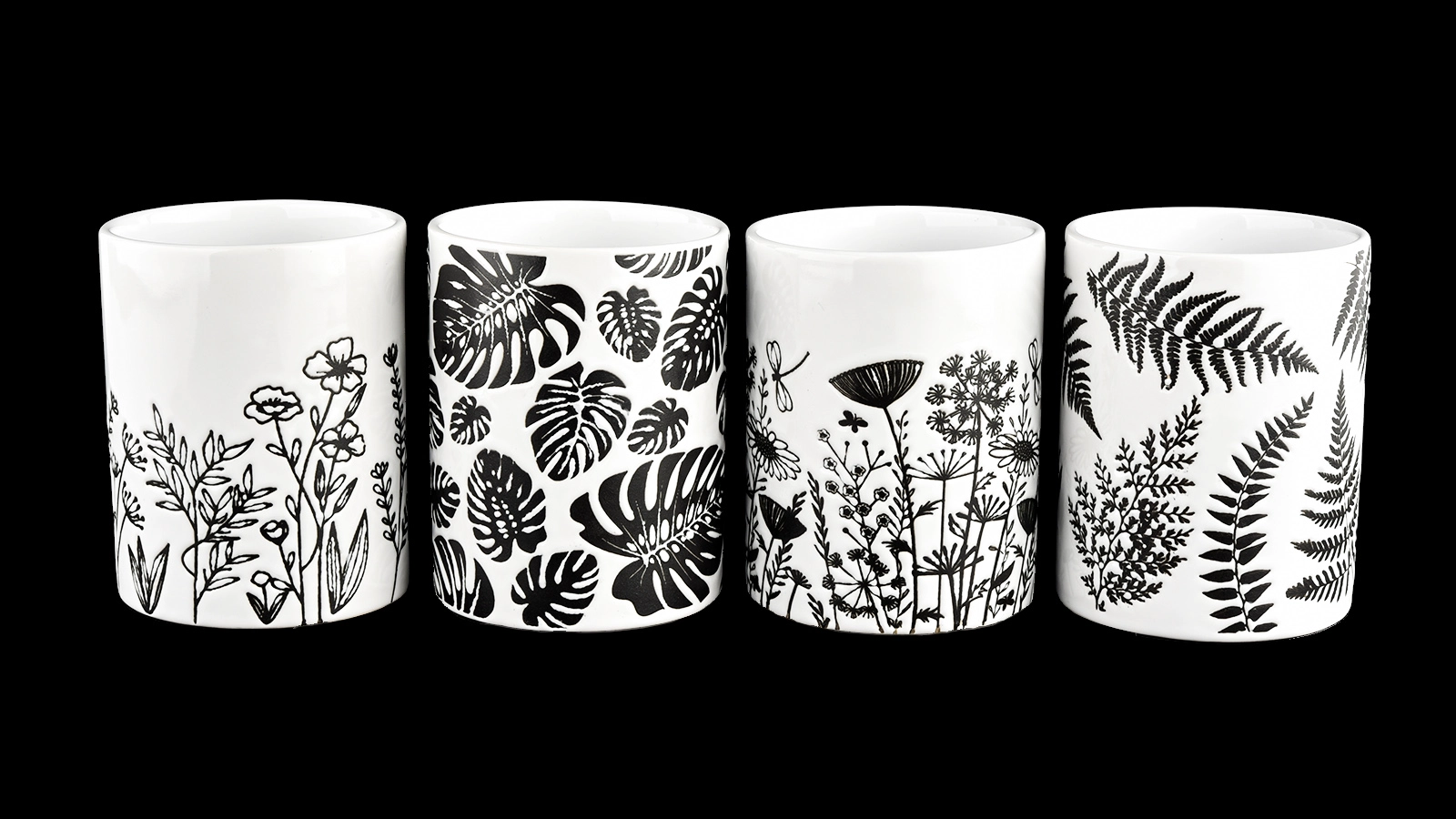 12oz white ceramic vessel with black engraved printing