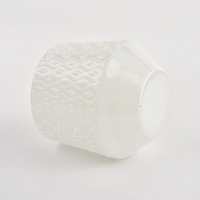 Newly designed large white glass candle jar wholesale Newly designed large white glass candle jar wholesale