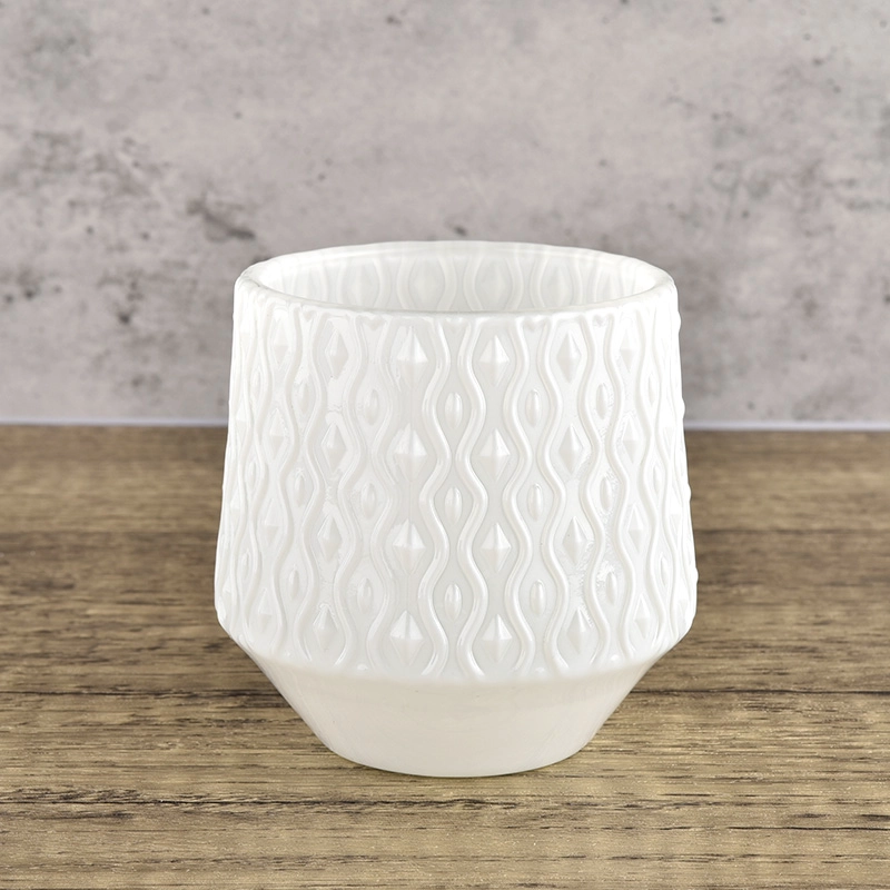Newly designed large white glass candle jar wholesale Newly designed large white glass candle jar wholesale
