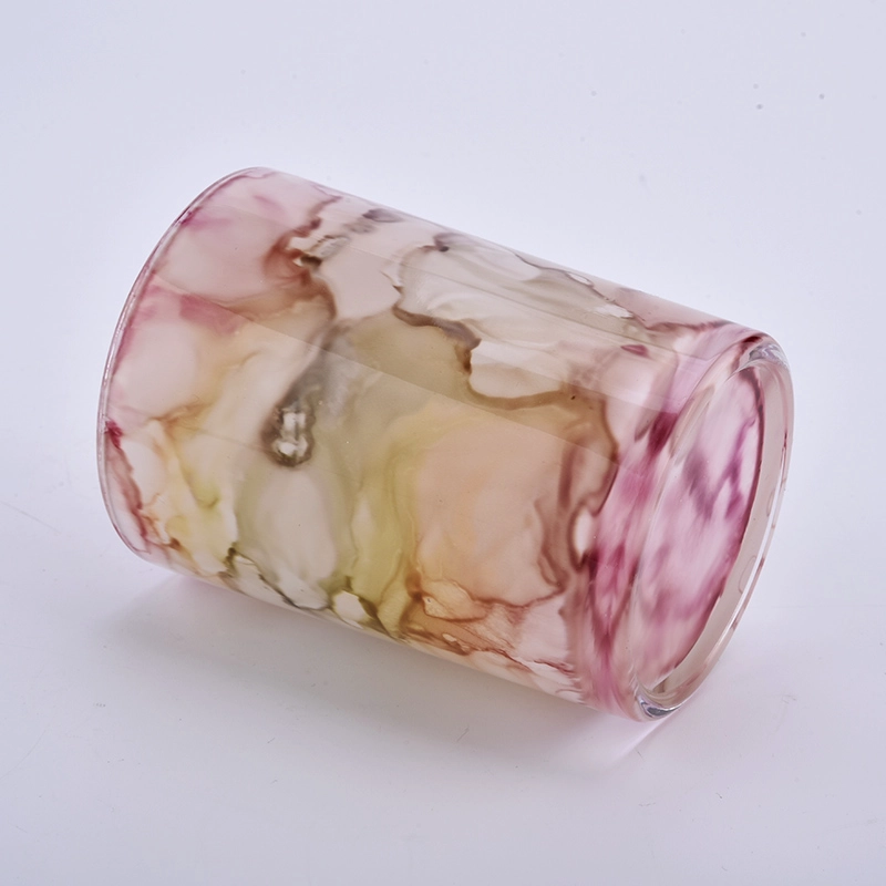Luxury colored handmade glass candle jar for home gift