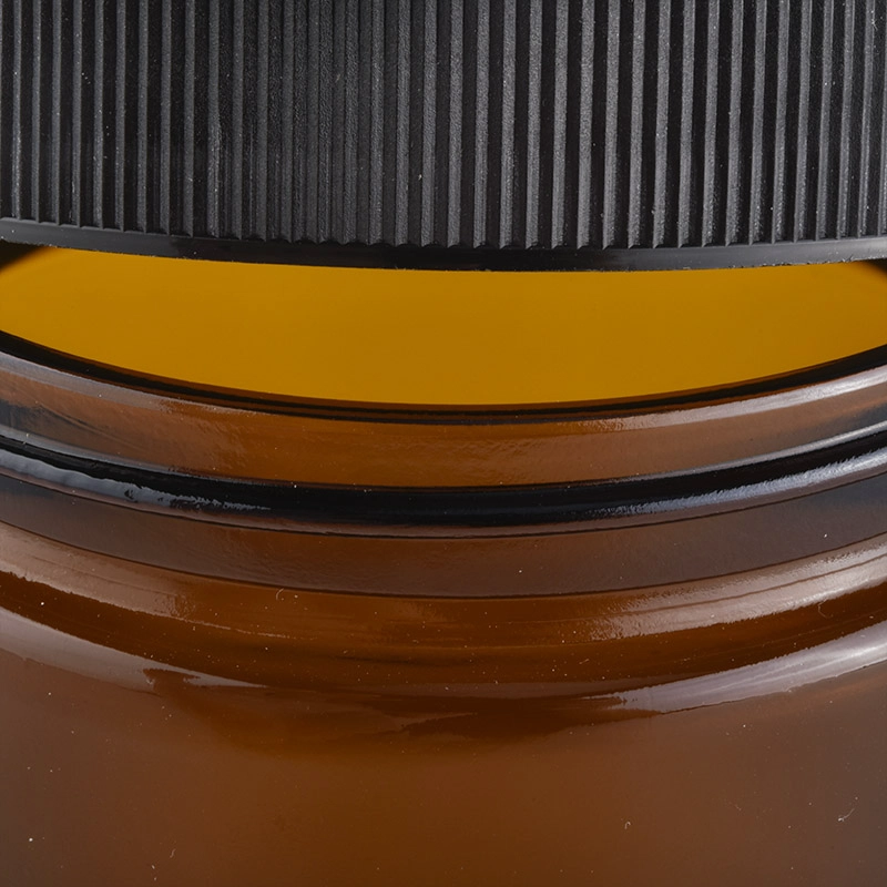 amber color glass candle jar with screw plastic lid
