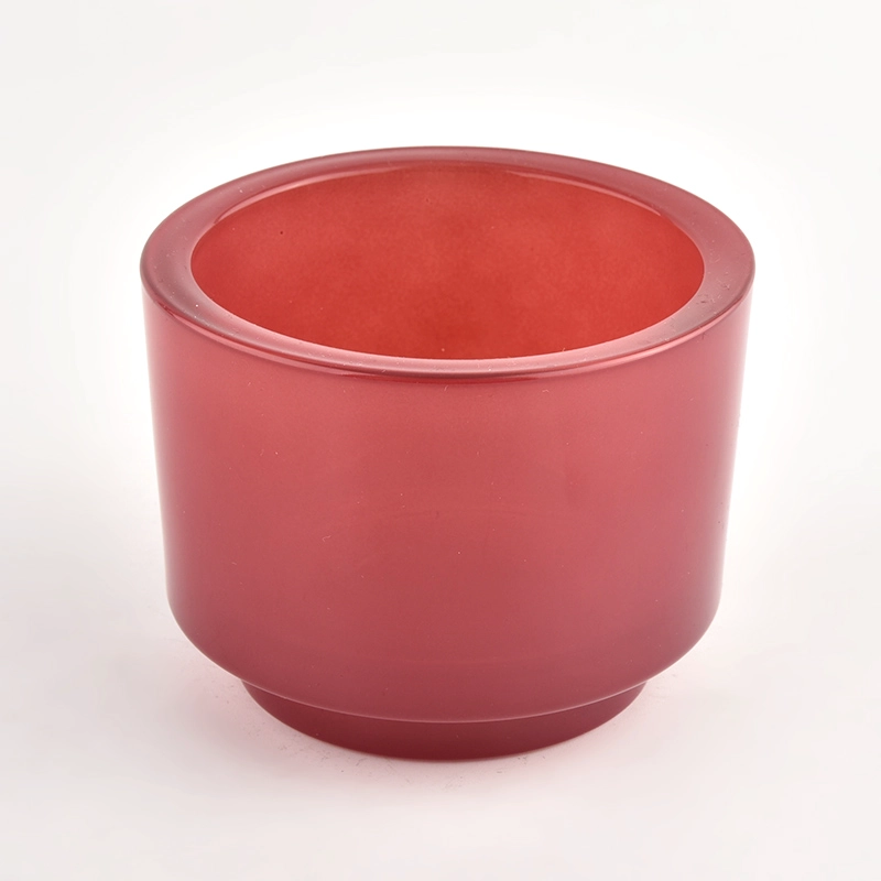 Wholesale round empty glass candle Jars red glass vessel