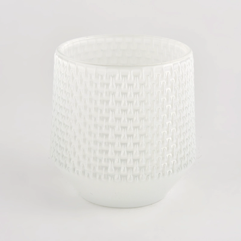 Heildsölu 6oz 8oz Hvítt litað gler kertaílát