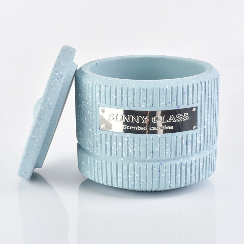 Sunny new design cement candle holders with lids for candle making