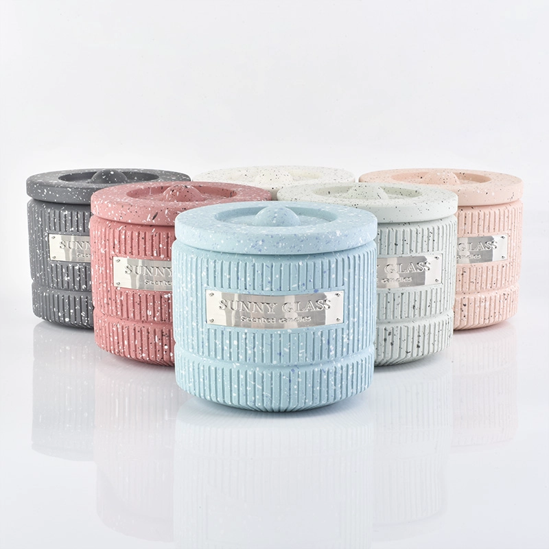 Sunny new design cement candle holders with lids for candle making