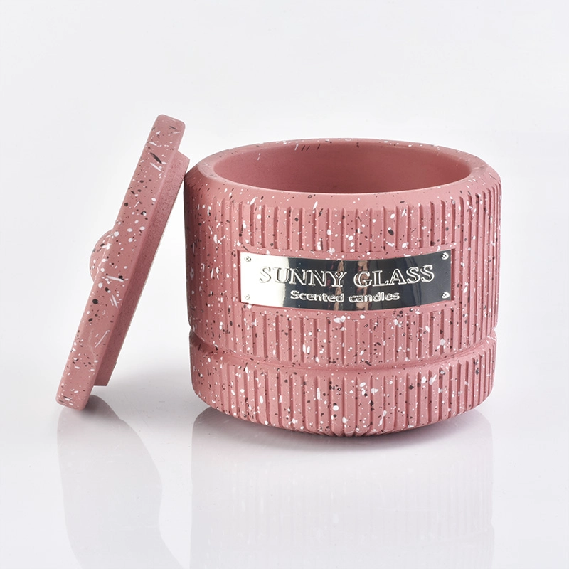 Sunny new design cement candle holders with lids for candle making