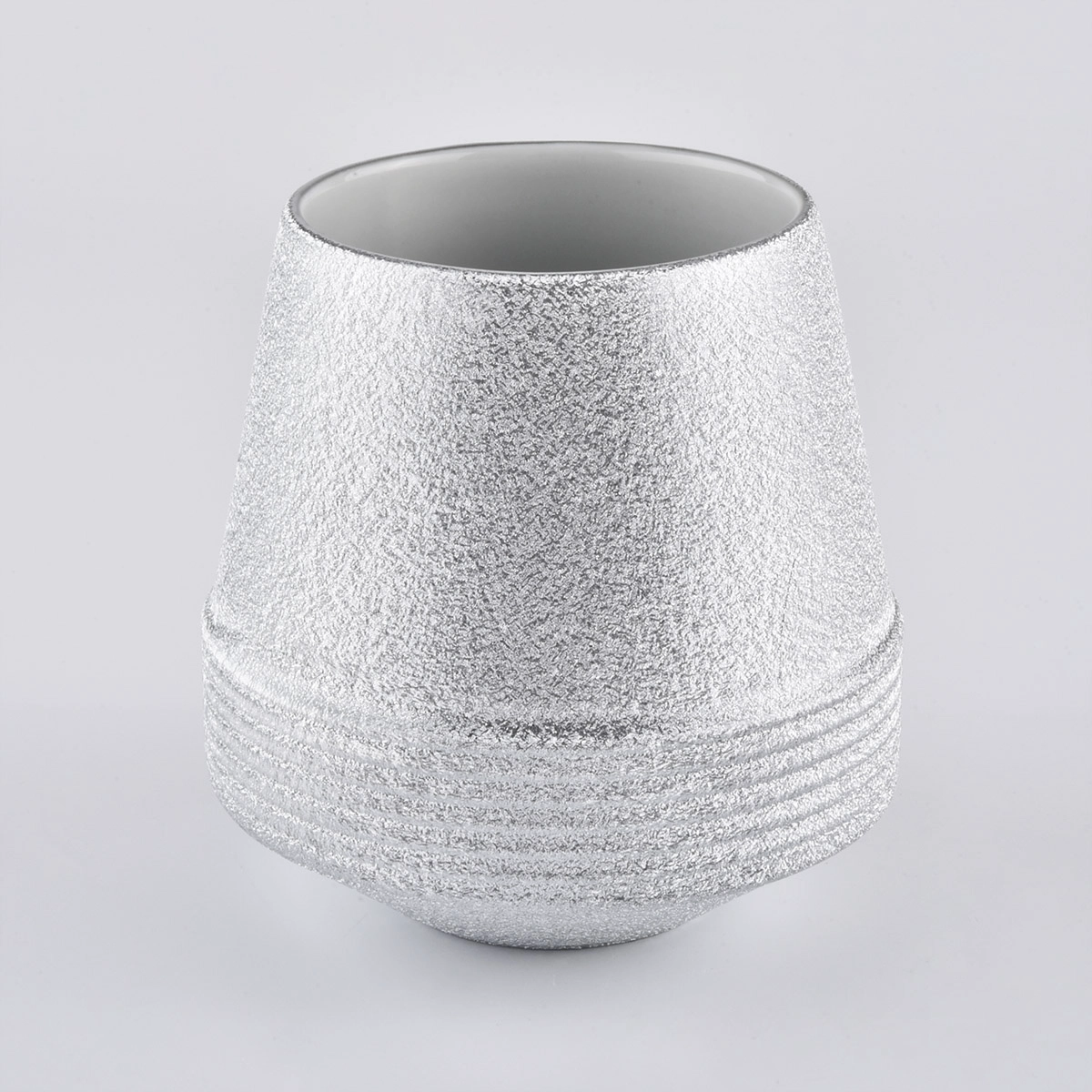Silver Ceramic Candle Vessels For Christmas Decoration Silver Ceramic Candle Vessels For Christmas Decoration
