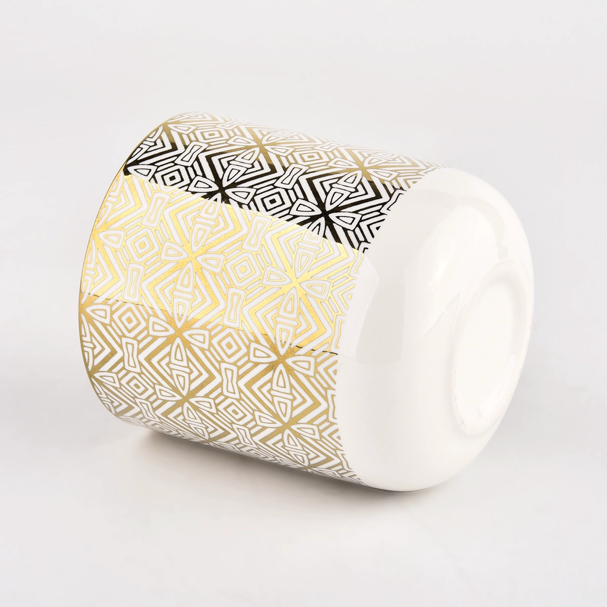 10oz white ceramice with full around gold artwork candle jar 10oz white ceramice with full around gold artwork candle jar
