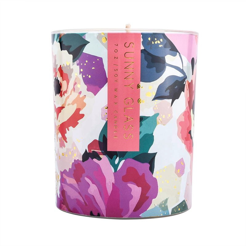 Supplier 300ml home decor cylinder decal printing glass candle jar Supplier 300ml home decor cylinder decal printing glass candle jar