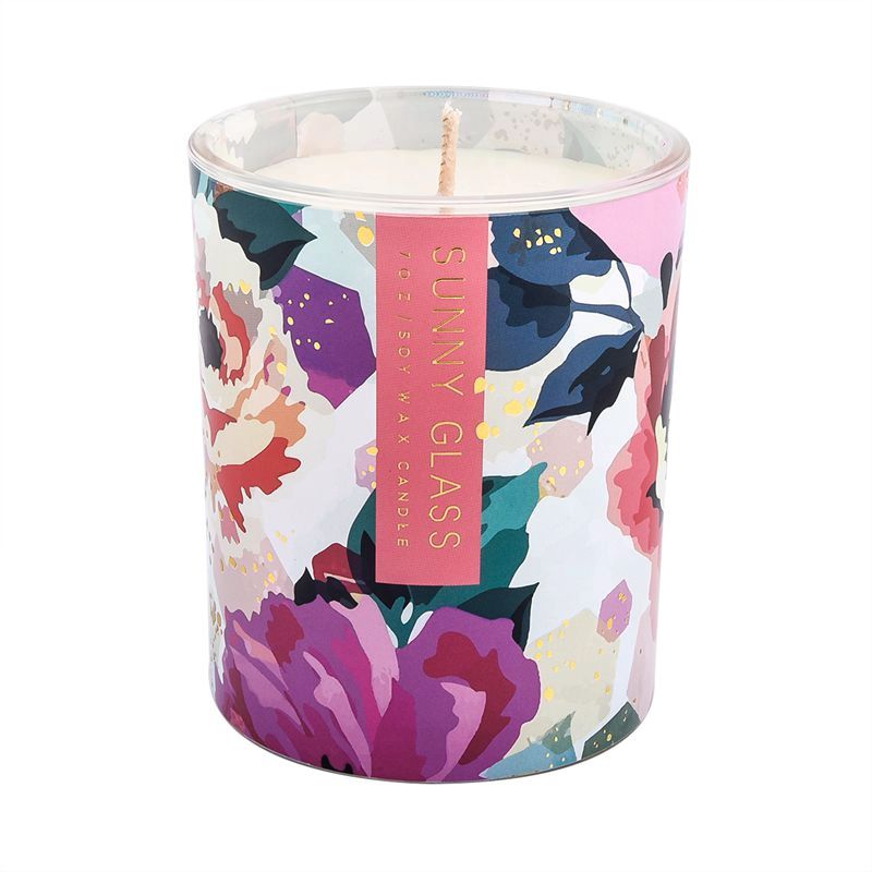 Supplier 300ml home decor cylinder decal printing glass candle jar Supplier 300ml home decor cylinder decal printing glass candle jar
