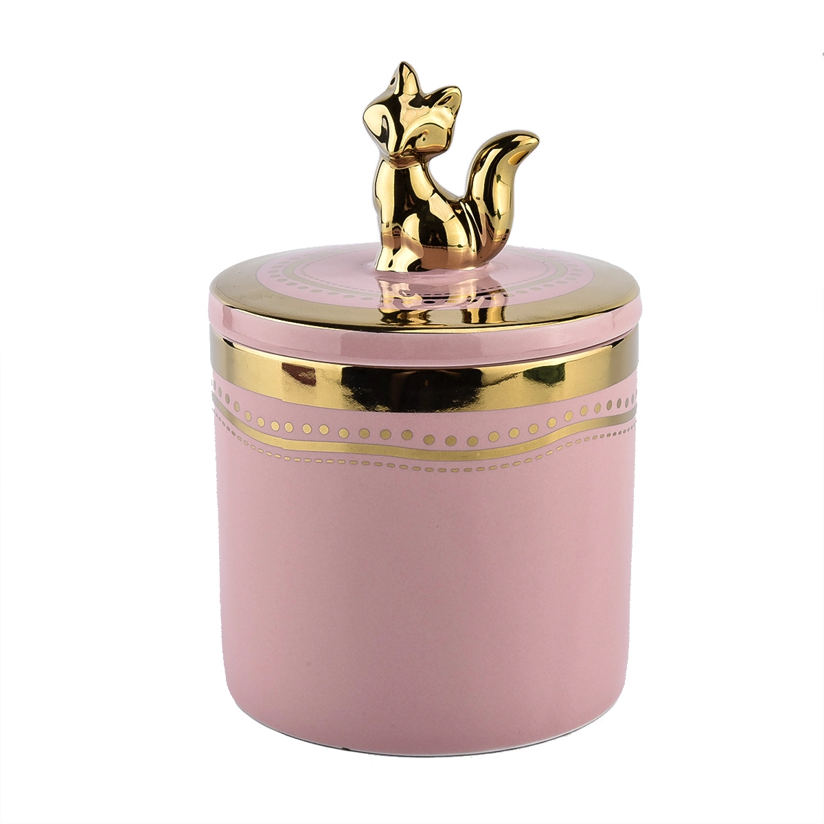 China luxury pink ceramic candle jar with animal decoration lid - COPY - e2cwir Hersteller