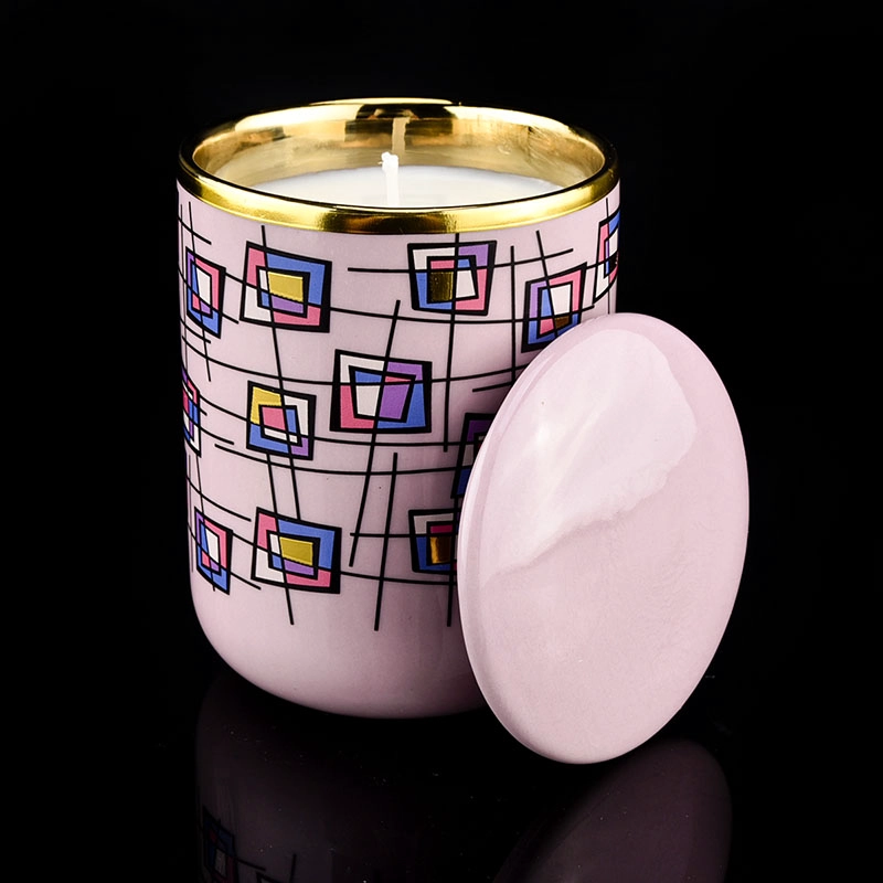 hot sales pink 10oz artwork ceramic jar with lid hot sales pink 10oz artwork ceramic jar with lid