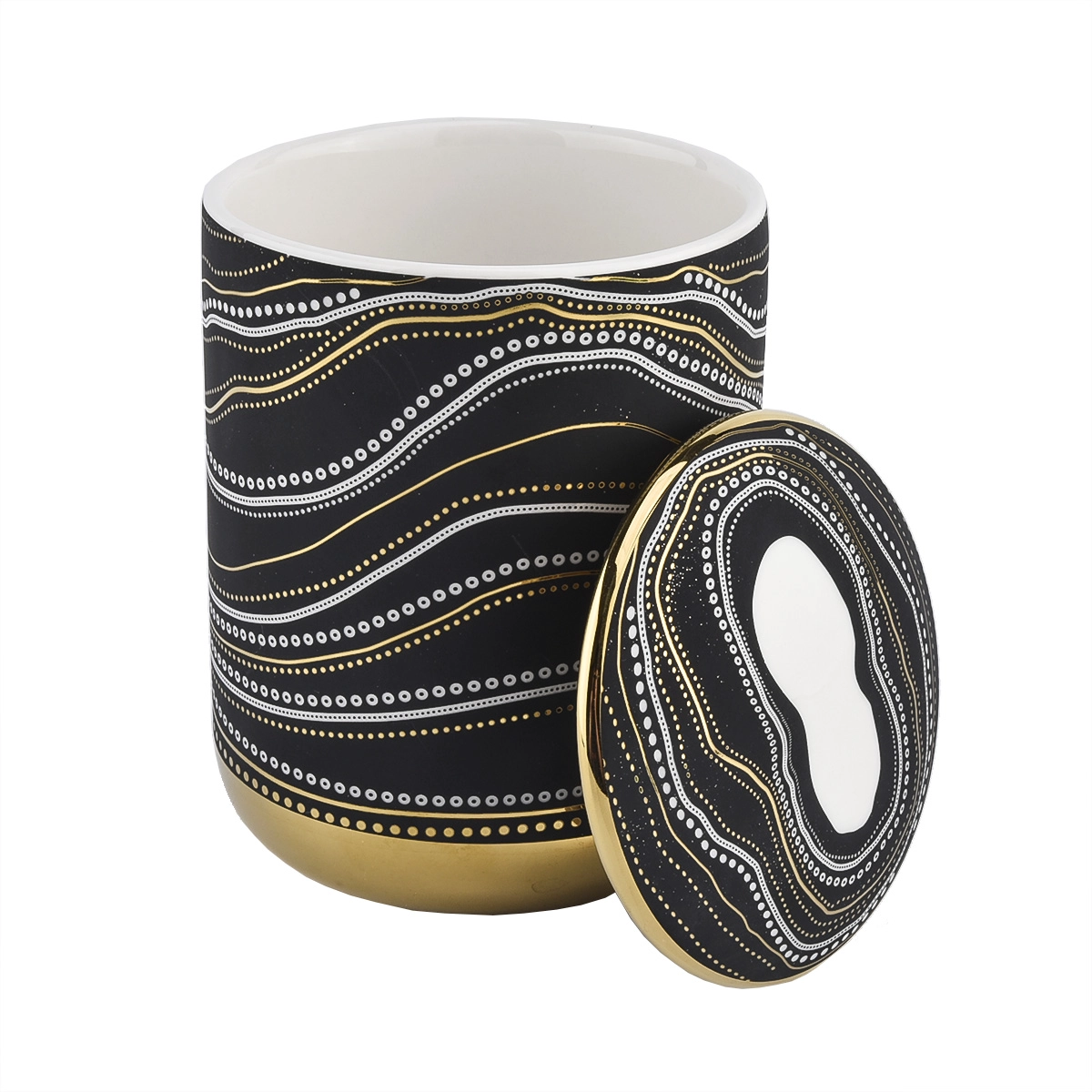 luxury 10oz artwork black ceramic jar with lid luxury 10oz artwork black ceramic jar with lid