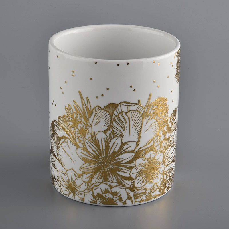 11oz white and gold color ceramic candle jar 11oz white and gold color ceramic candle jar