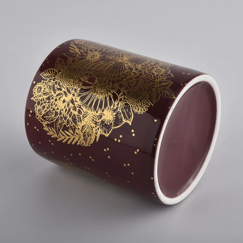 luxury purple ceramic candle jar with gold artwork luxury purple ceramic candle jar with gold artwork