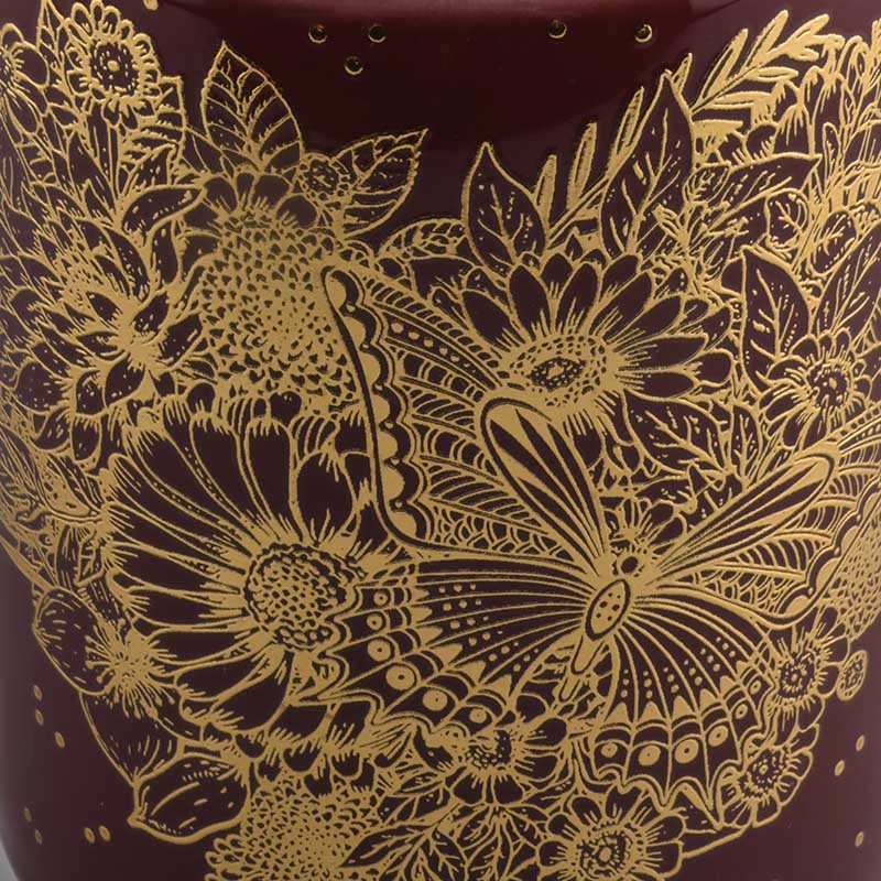 luxury purple ceramic candle jar with gold artwork luxury purple ceramic candle jar with gold artwork