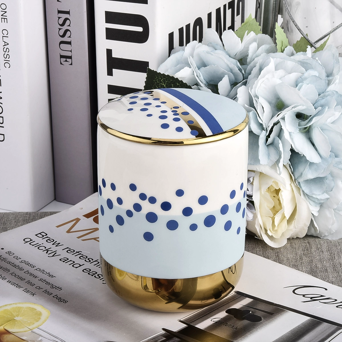 blue and white ceramic candle jar blue and white ceramic candle jar