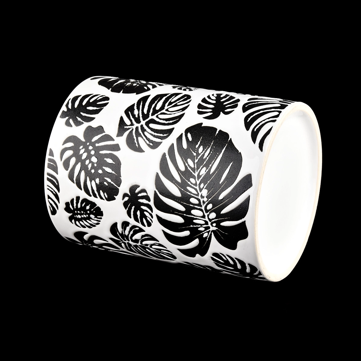 10oz white ceramic candle jar with plant printing 10oz white ceramic candle jar with plant printing