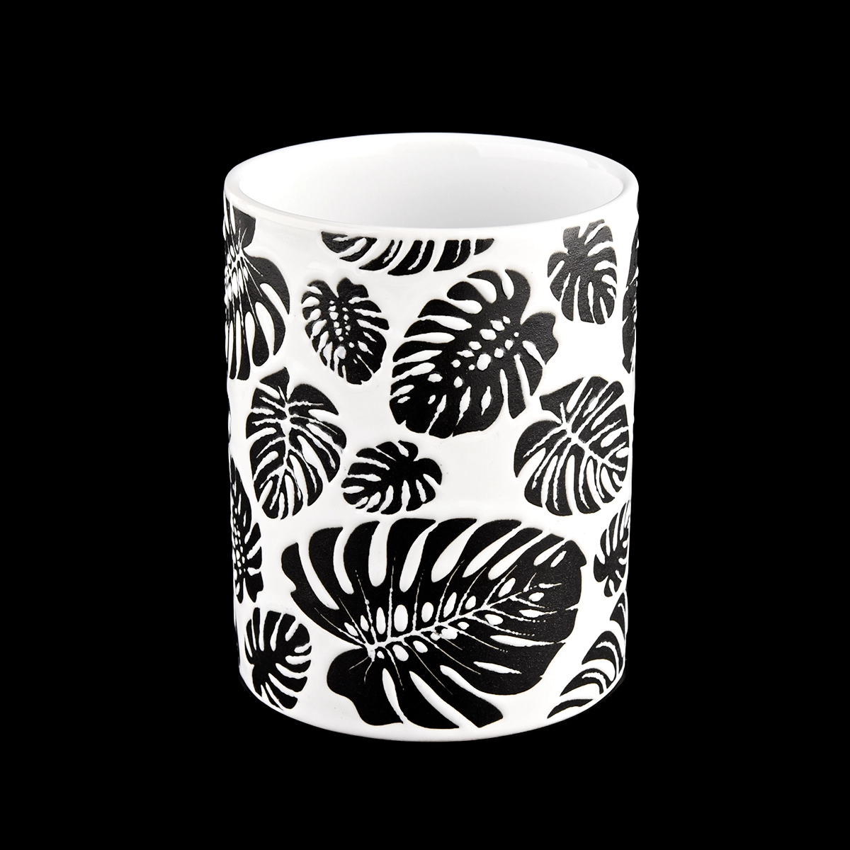 10oz white ceramic candle jar with plant printing 10oz white ceramic candle jar with plant printing