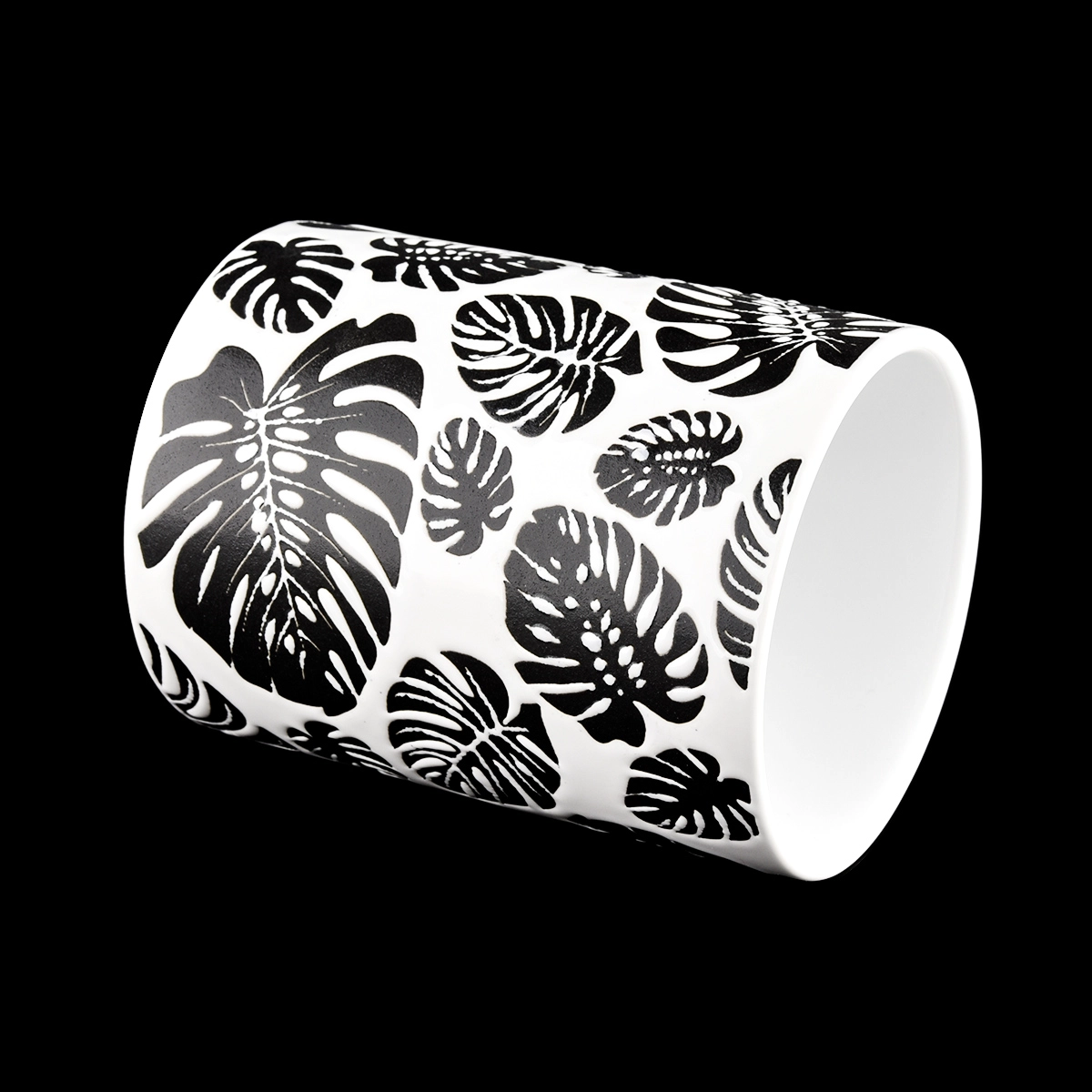 10oz white ceramic candle jar with plant printing 10oz white ceramic candle jar with plant printing