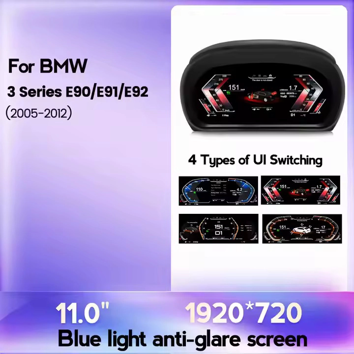 Pantalla de 12 pulgadas 4 Core LCD Dashboard Speedometer Clúster para BMW E90 E91 E92 E93 2005-2012 Linux System
