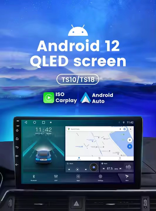 TS10 TS18 Video del automóvil del sistema Android para la unidad principal 9/10 pulgadas El control de voz de soporte de pantalla QLED con GPS