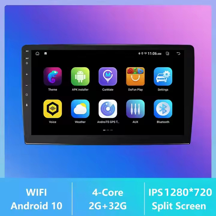 Estereo de automóvil T100 de 4 núcleos / 8 núcleos con pantalla IPS 9