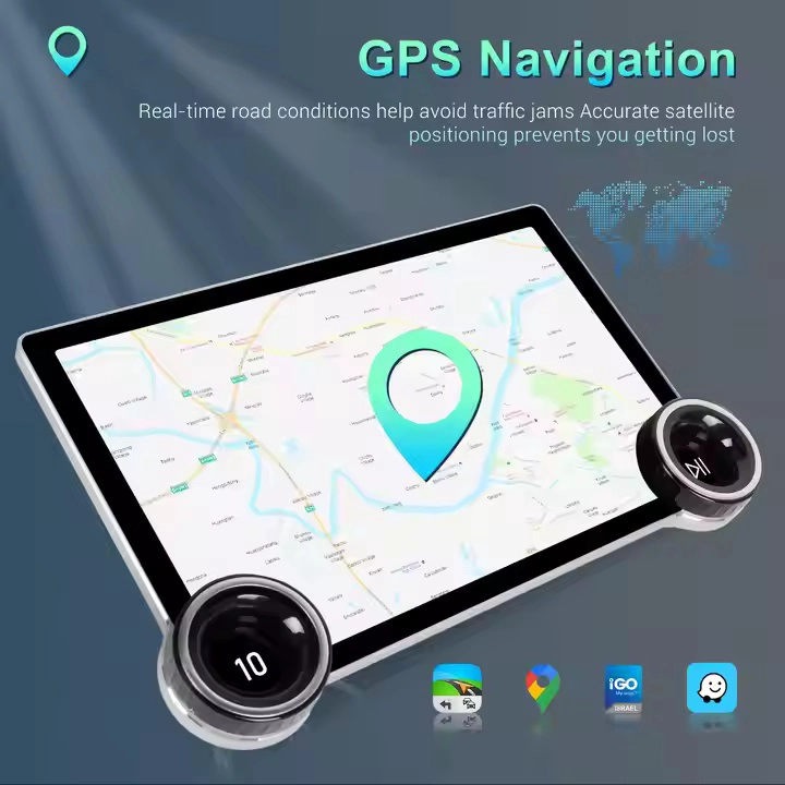 汽车10.1英寸双旋钮立体DVD播放器GPS导航主部单元中央控制Android多媒体DSP RDS汽车播放器广播